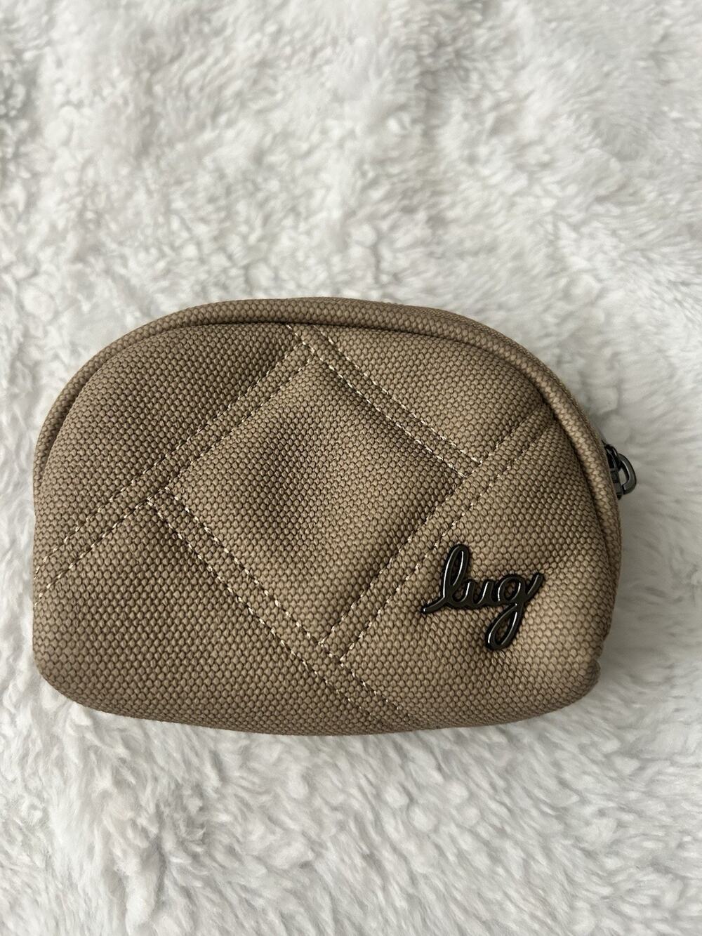 LUG SAND Taupe STASH Zip Matte Luxe RFID Pouch - New without tags